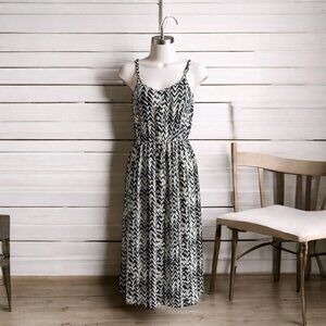 Sandra & TIffany Womens Maxi Dress Size S Black White Chevron Strappy Resort